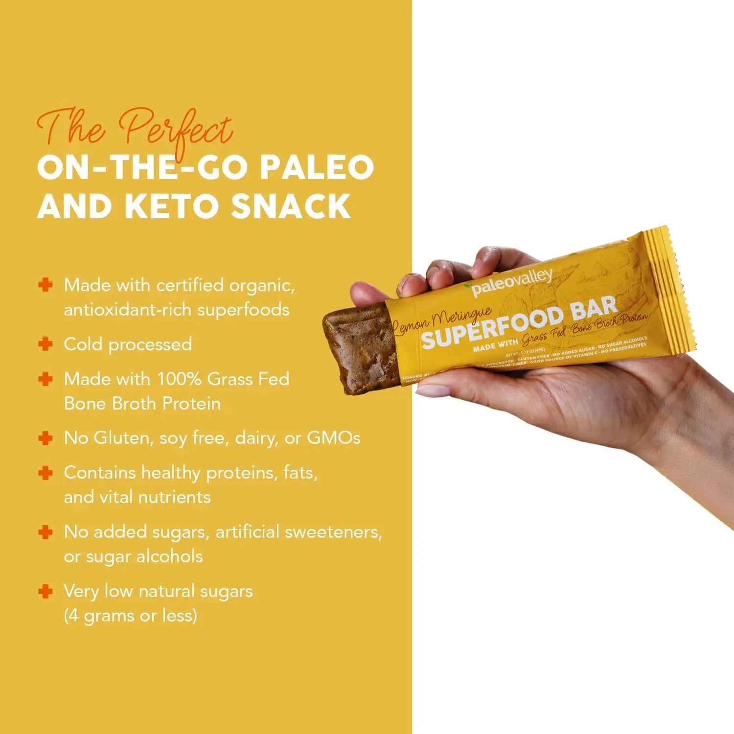 Paleovalley Superfood Bars – Lemon Meringue– 10 Pack – 9g Protein per Bar – Gluten-Free, Grain-Free, Paleo, Non-GMO – On-the-Go Snack - TrustMedUSA