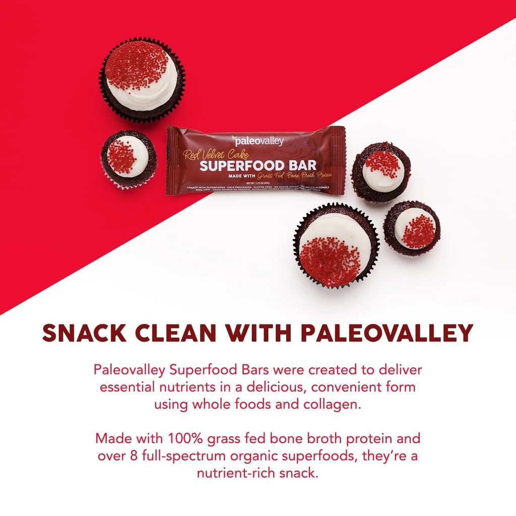 Paleovalley Superfood Bars – Red Velvet– 10 Pack – 9g Protein per Bar – Gluten-Free, Grain-Free, Paleo, Non-GMO – On-the-Go Snack - TrustMedUSA