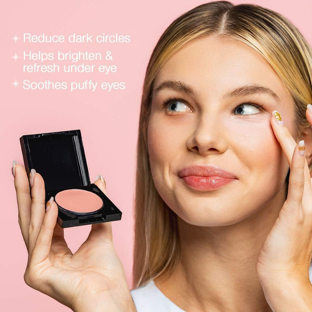 Palladio Under Eye Brightener, Conceal, Brightens, Reduces Appearance of Dark Circles, With Caffeine Peptides & Vitamin E, Tired Skin Color Correcting Brightener & Primer, Light to Medium (Soft Pink) - TrustMedUSA