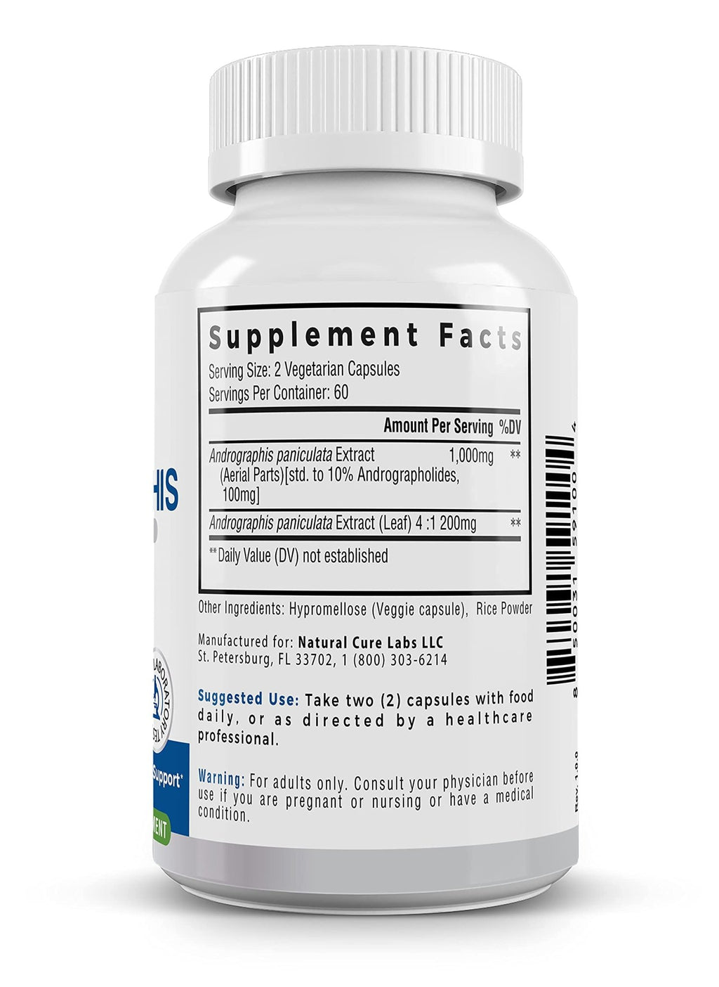 Palmara Health Premium Andrographis Paniculata Extract 1,200mg with 100mg Andrographolides Vegan Capsules for Immune & Digestive Support, Non-GMO, Gluten Free, Herbal Dietary Supplement - TrustMedUSA