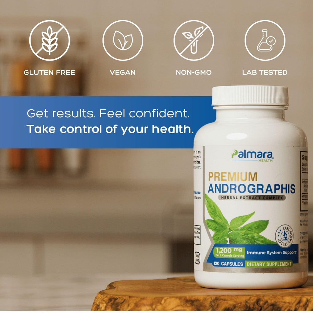 Palmara Health Premium Andrographis Paniculata Extract 1,200mg with 100mg Andrographolides Vegan Capsules for Immune & Digestive Support, Non-GMO, Gluten Free, Herbal Dietary Supplement - TrustMedUSA