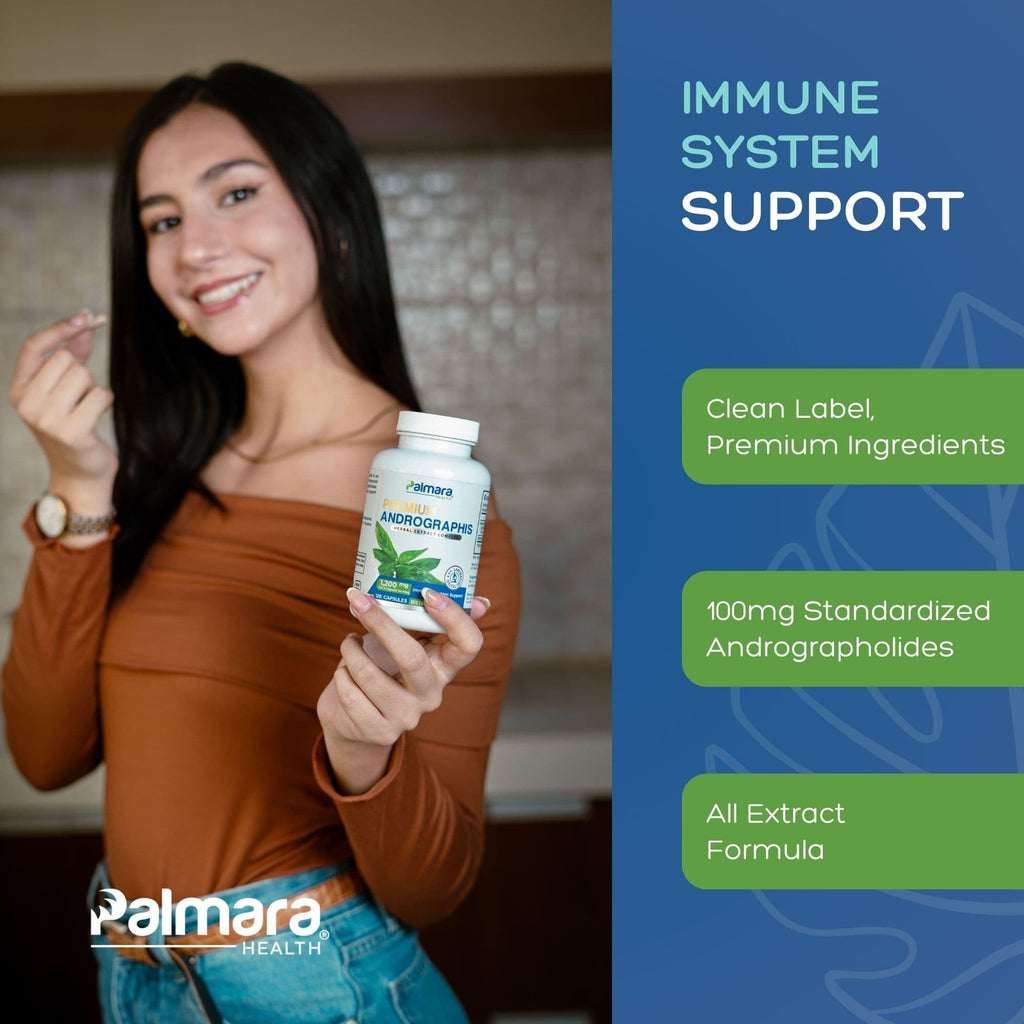 Palmara Health Premium Andrographis Paniculata Extract 1,200mg with 100mg Andrographolides Vegan Capsules for Immune & Digestive Support, Non-GMO, Gluten Free, Herbal Dietary Supplement - TrustMedUSA