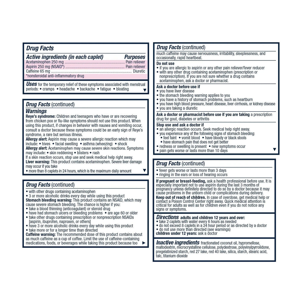 Pamprin Maximum Strength Formula, 24 Caplets (Pack of 3) - TrustMedUSA