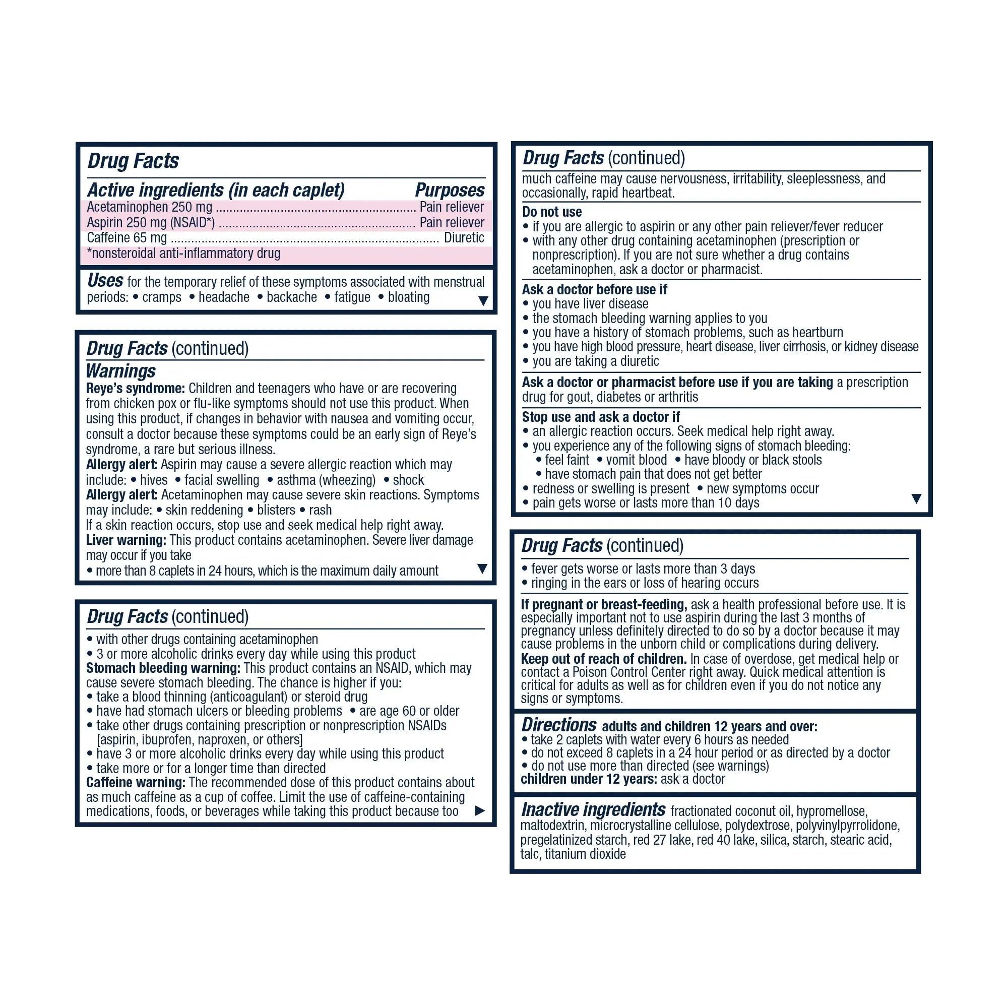 Pamprin Maximum Strength Formula, 24 Caplets (Pack of 3) - TrustMedUSA
