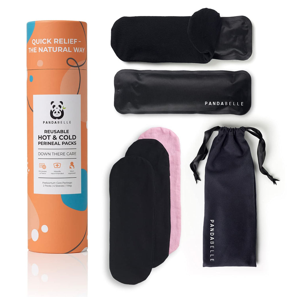 Pandabelle Hot & Cold Reusable Perineal Ice Pack with 4 Washable Cotton Sleeves & Carry Bag for Postpartum Perineal Pain, Hemorrhoids, C-Section Scar, Breastfeeding, Post-Waxing Hair Removal & More - TrustMedUSA