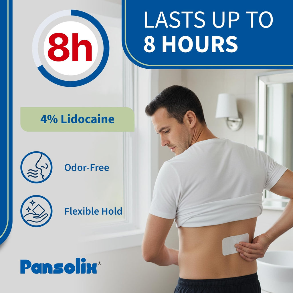 Pansolix Lidocaine Pain Relief Patches 4% | Topical Analgesic Patch | 10 x 14 cm | Skin Tone | Pack of 30 - TrustMedUSA