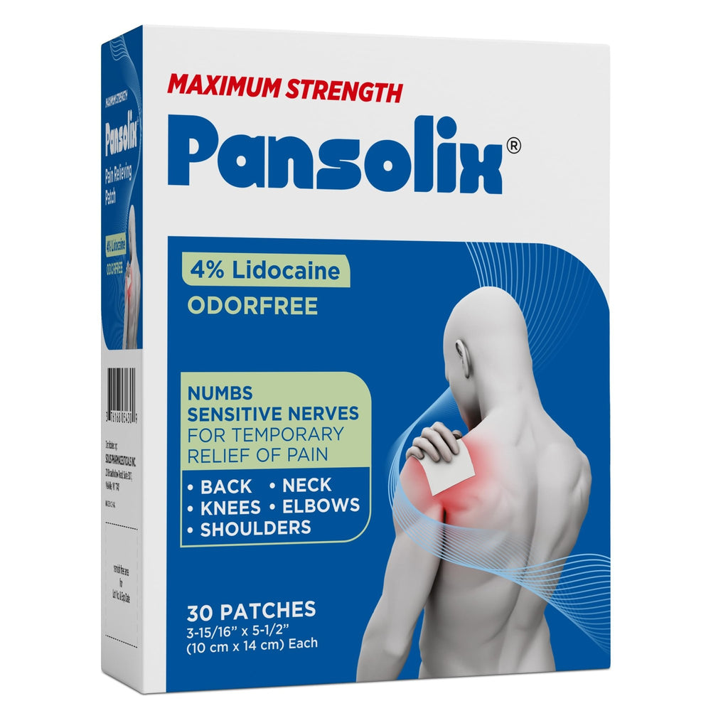 Pansolix Lidocaine Pain Relief Patches 4% | Topical Analgesic Patch | 10 x 14 cm | Skin Tone | Pack of 30 - TrustMedUSA