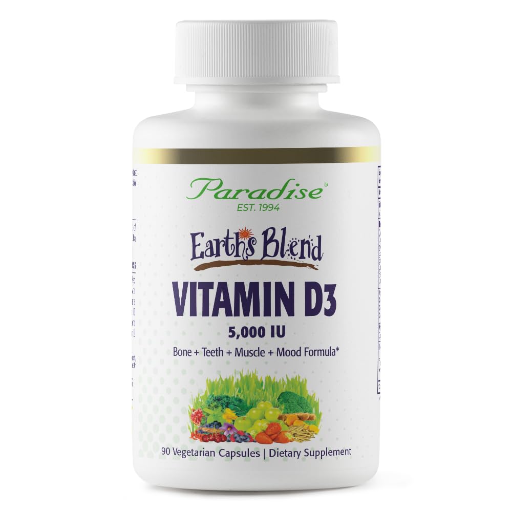 Paradise Herbs Earth's Blend Vitamin D3, Superfoods Base of Probiotics and Organic Alkalizing Greens, Veggies & Berries, 90 Vegetarian Capsules - TrustMedUSA