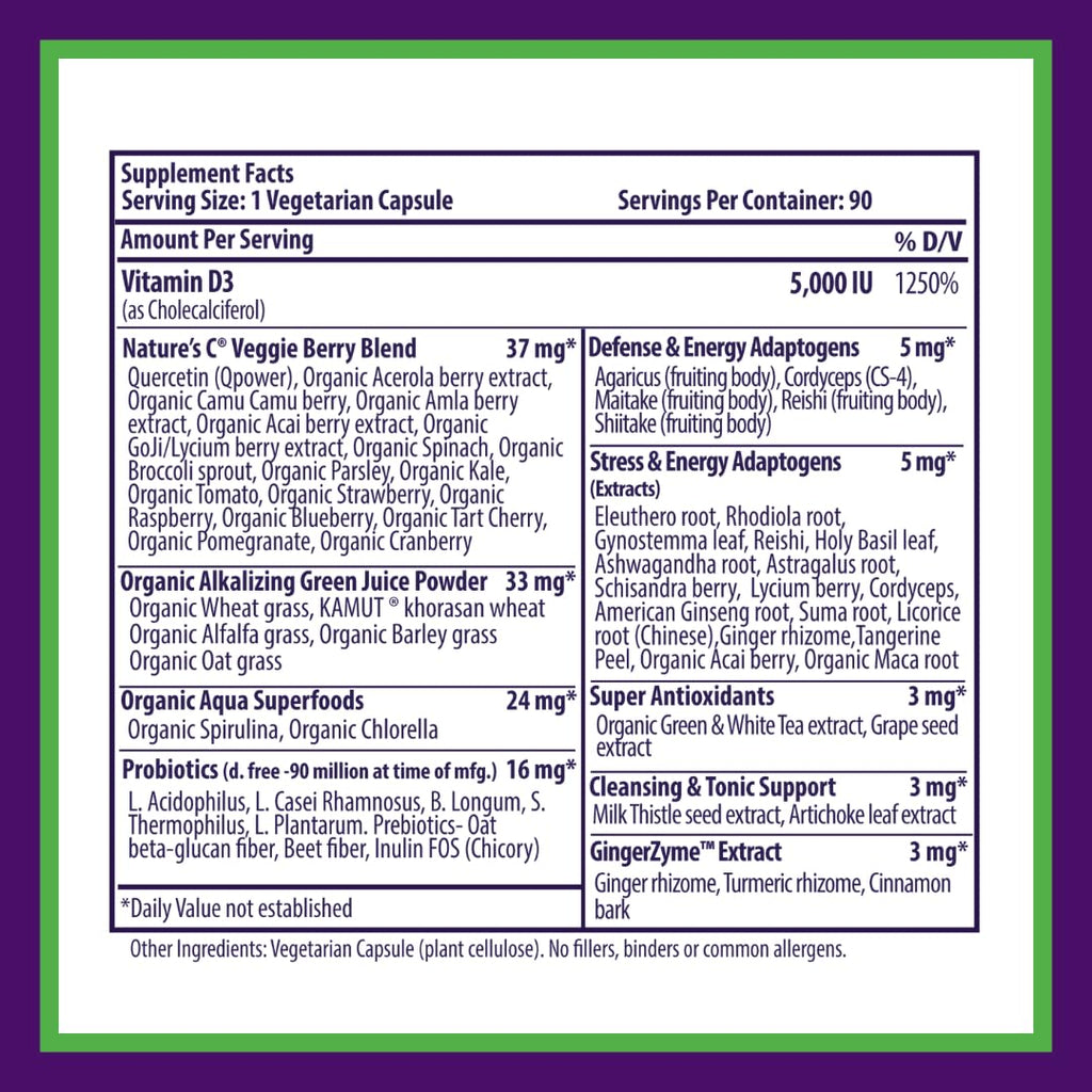 Paradise Herbs Earth's Blend Vitamin D3, Superfoods Base of Probiotics and Organic Alkalizing Greens, Veggies & Berries, 90 Vegetarian Capsules - TrustMedUSA