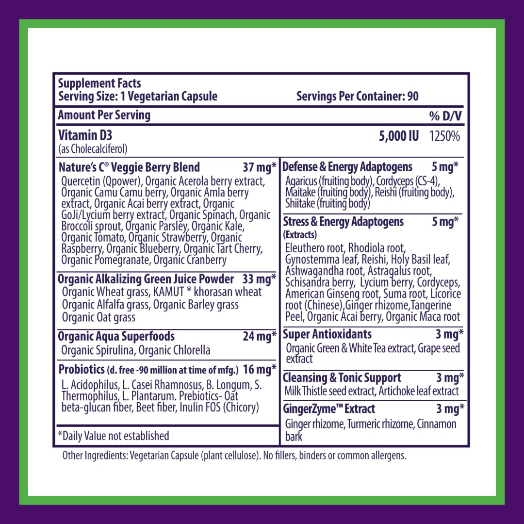 Paradise Herbs Earth's Blend Vitamin D3, Superfoods Base of Probiotics and Organic Alkalizing Greens, Veggies & Berries, 90 Vegetarian Capsules - TrustMedUSA