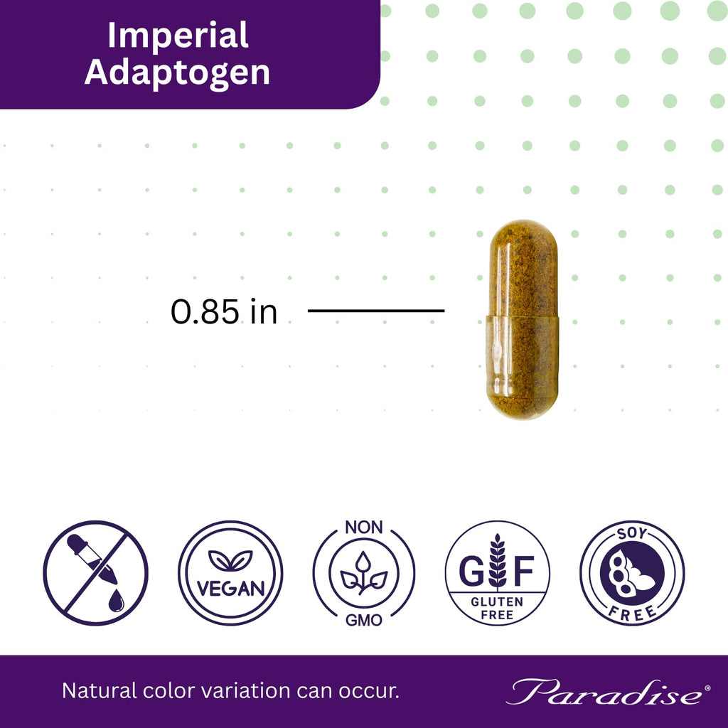 Paradise Herbs, Imperial Adaptogens, with Ashwagandha, Astragalus, Rhodiola, Proprietary Adaptogen Blend for Stress Support, Focus & Energy, 60 Vegetarian Capsules - TrustMedUSA