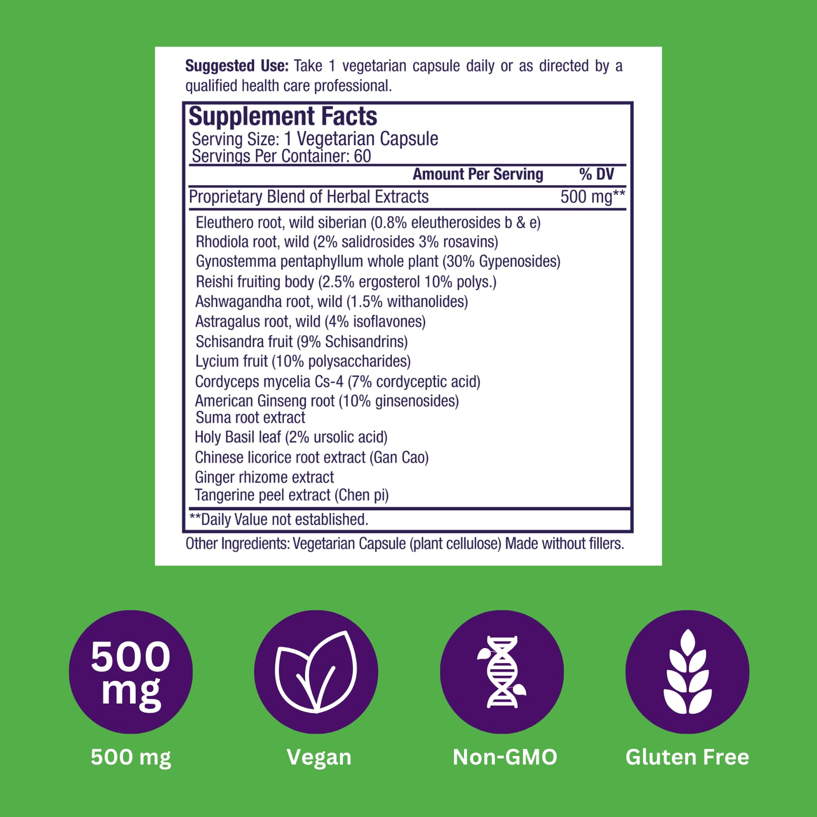 Paradise Herbs, Imperial Adaptogens, with Ashwagandha, Astragalus, Rhodiola, Proprietary Adaptogen Blend for Stress Support, Focus & Energy, 60 Vegetarian Capsules - TrustMedUSA