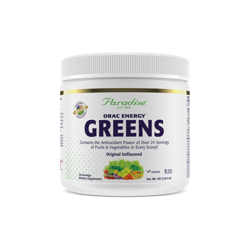 Paradise, ORAC Energy Greens Powder Extract, Super Antioxidants, Probiotics for Gut Health & Digestion, Vitamin C for Immunity, with Spirulina & Chlorella, Non-GMO, Gluten Free, 30 Servings - TrustMedUSA