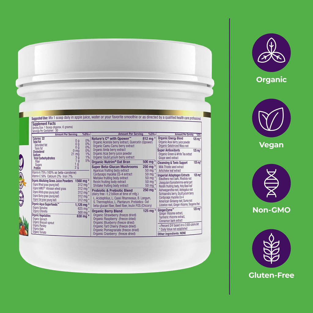 Paradise, ORAC Energy Greens Powder Extract, Super Antioxidants, Probiotics for Gut Health & Digestion, Vitamin C for Immunity, with Spirulina & Chlorella, Non-GMO, Gluten Free, 30 Servings - TrustMedUSA