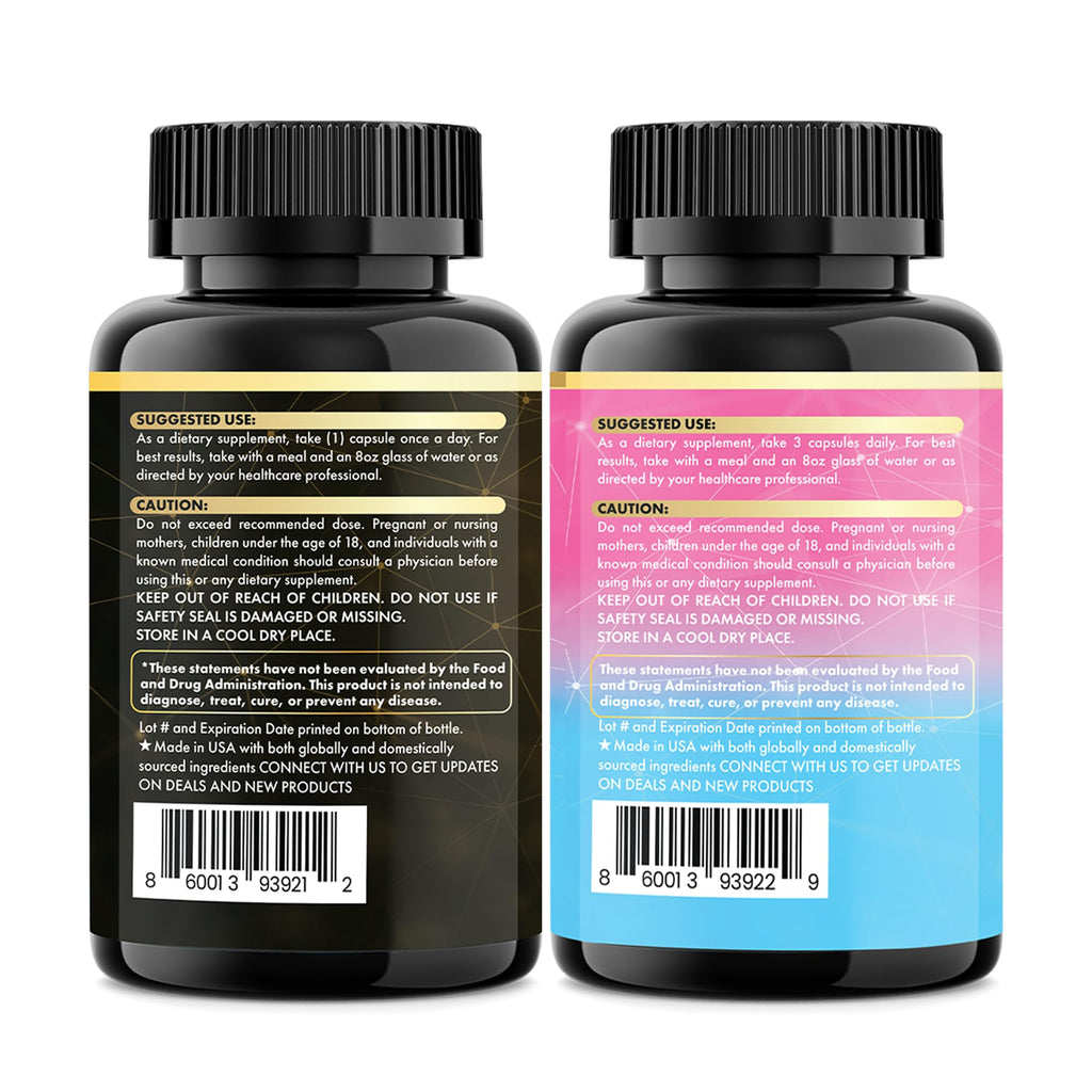 Parrox Adaptogen & Beauty Bundle – Rhodiola, Panax Ginseng, Ashwagandha, Cordyceps, Turmeric, Collagen, Biotin, Keratin, MSM, Hyaluronic Acid, Zinc, Quercetin, Vitamin C, A & E, Folate, Magnesium - TrustMedUSA
