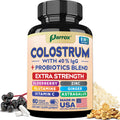 Parrox Colostrum Supplement Capsules, Grass Fed Cow Colostrum with 40% IgG, Probiotics Blend, Elderberry, Astragalus, Zinc, Ginger, Vitamin C, L-Glutamine, 8 in 1 Extra Strength Bovine Boost (60 Caps) - TrustMedUSA