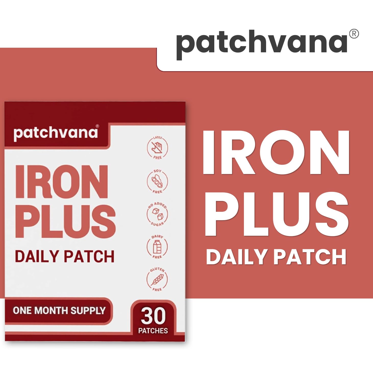 Patchvana Iron Plus Patch for Women & Men, 1 Month Supply, 30 Patches - TrustMedUSA