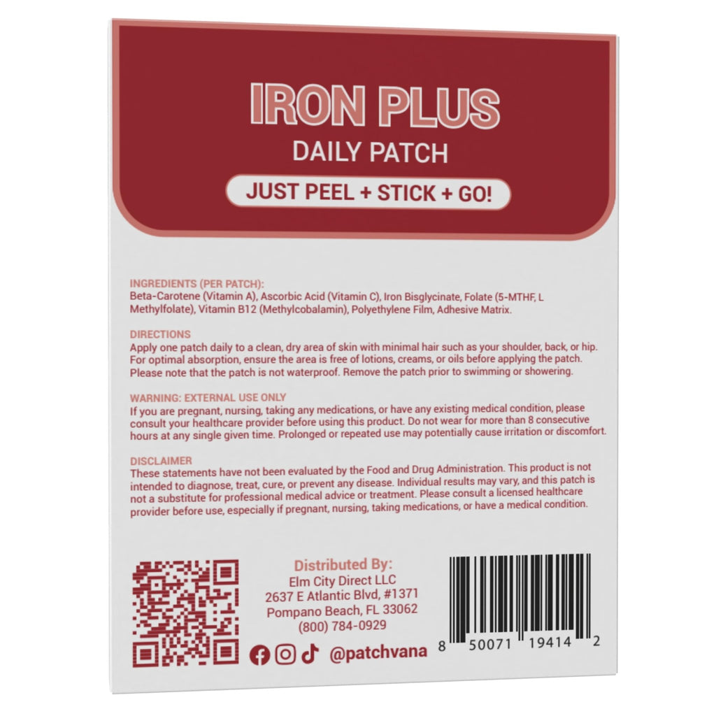 Patchvana Iron Plus Patch for Women & Men, 1 Month Supply, 30 Patches - TrustMedUSA