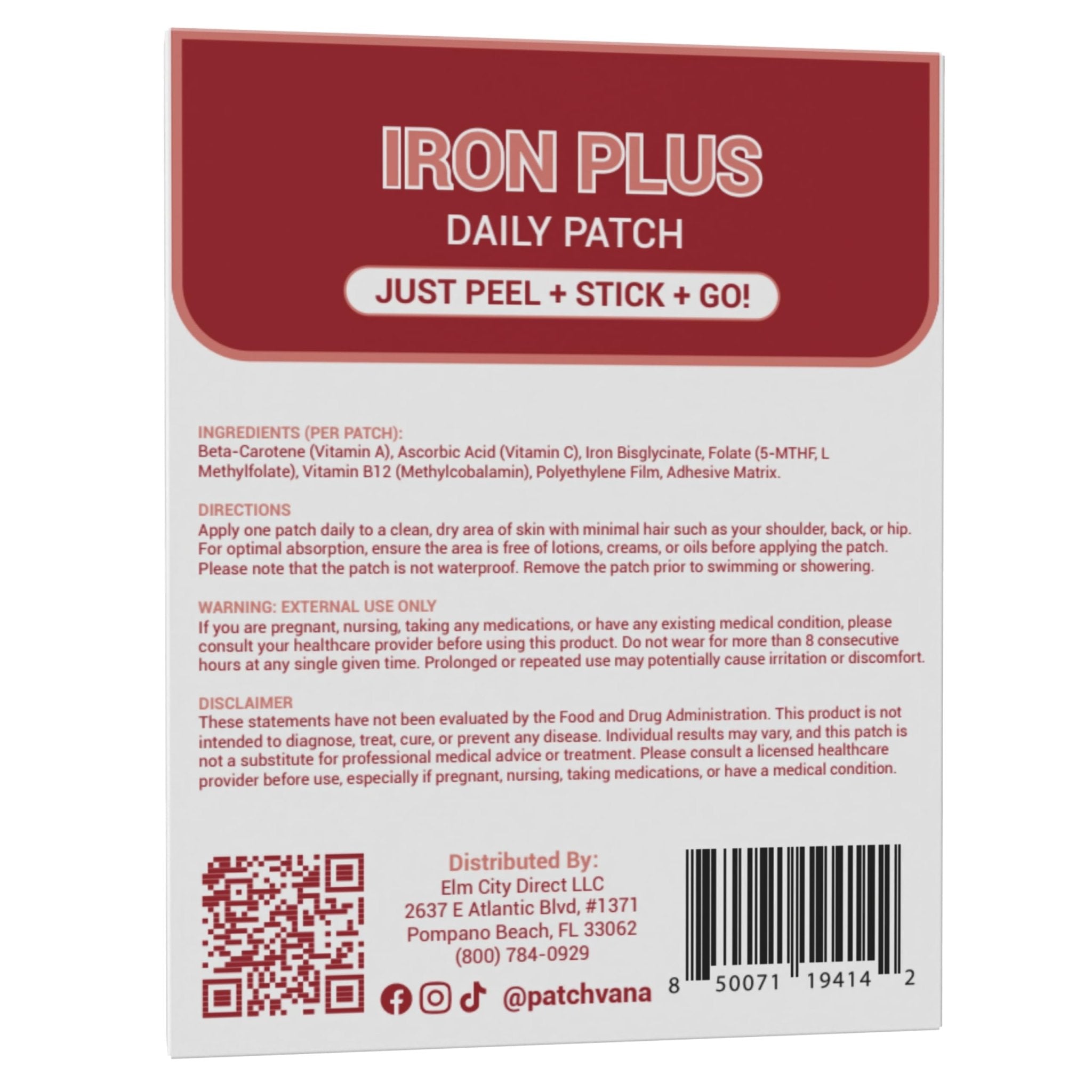 Patchvana Iron Plus Patch for Women & Men, 1 Month Supply, 30 Patches - TrustMedUSA
