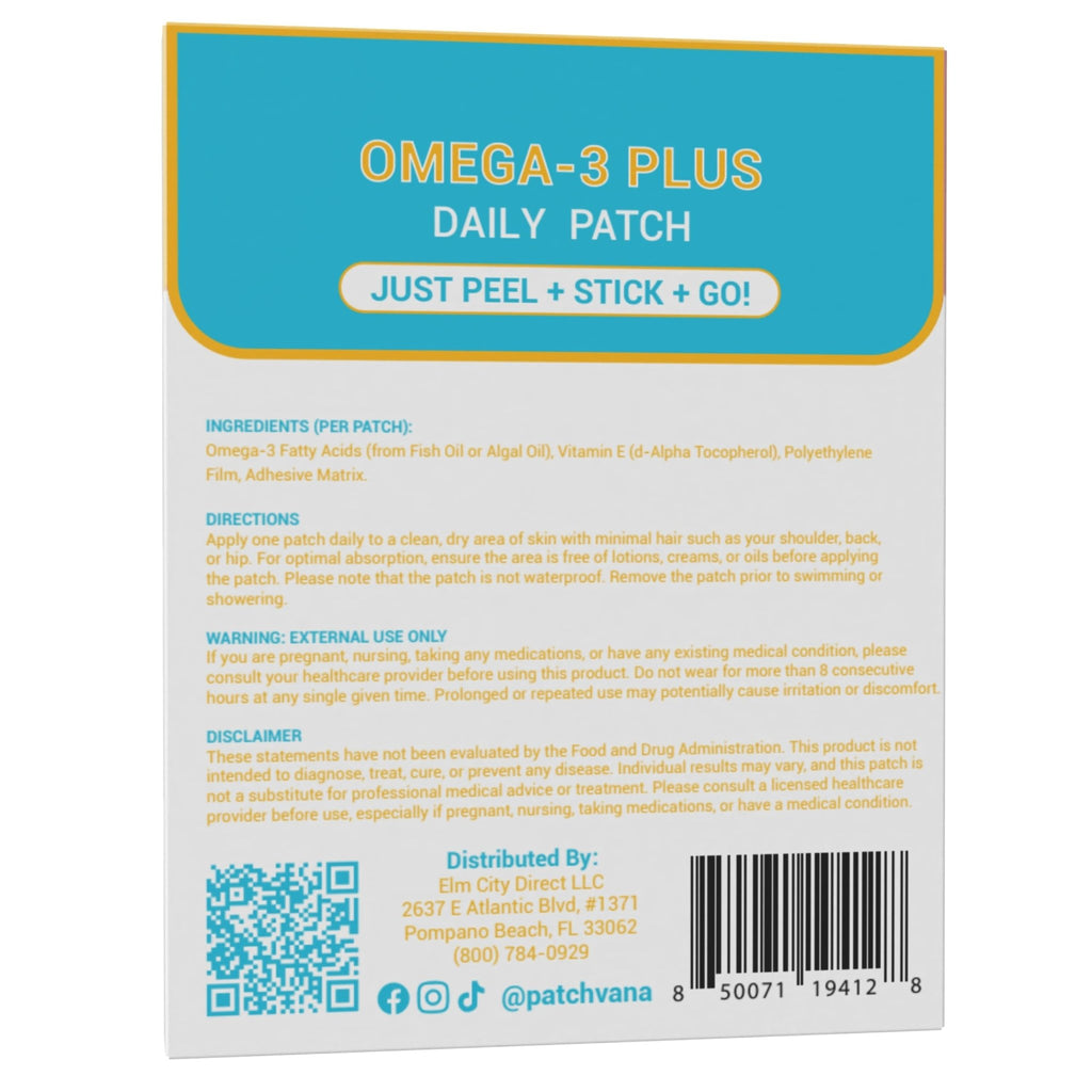 Patchvana Omega 3 Patch for Women & Men, 1 Month Supply, 30 Patches - TrustMedUSA
