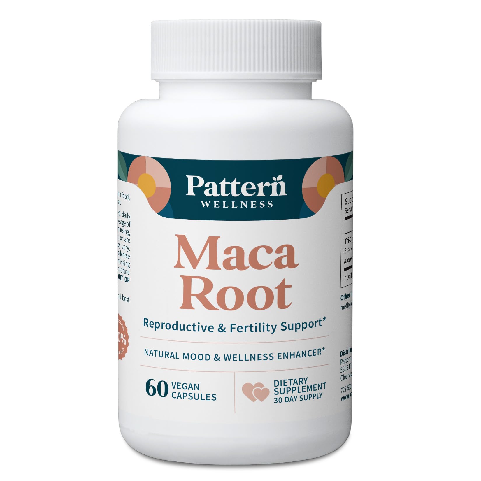 Pattern Wellness Maca Root Extract 20:1-500mg Per Serving – for Men & Women – Tri-Color Black/Red/Yellow Blend – 60 Vegan, Non-GMO Capsules - TrustMedUSA
