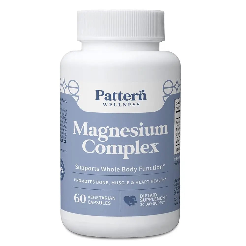 Pattern Wellness Magnesium Complex – Supports Muscle, Bone & Relaxation Health – with Zinc & Vitamin D – Daily Support Formula – 60 Vegan Capsules - TrustMedUSA