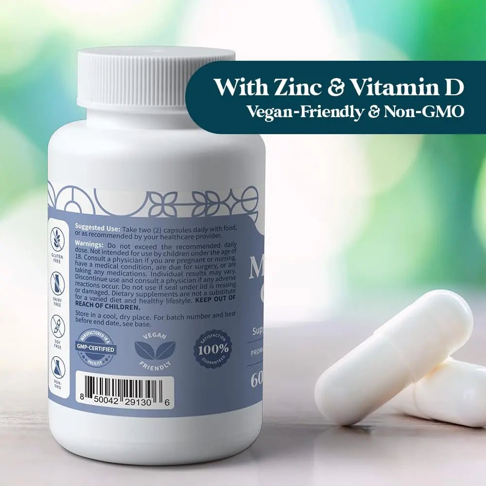 Pattern Wellness Magnesium Complex – Supports Muscle, Bone & Relaxation Health – with Zinc & Vitamin D – Daily Support Formula – 60 Vegan Capsules - TrustMedUSA