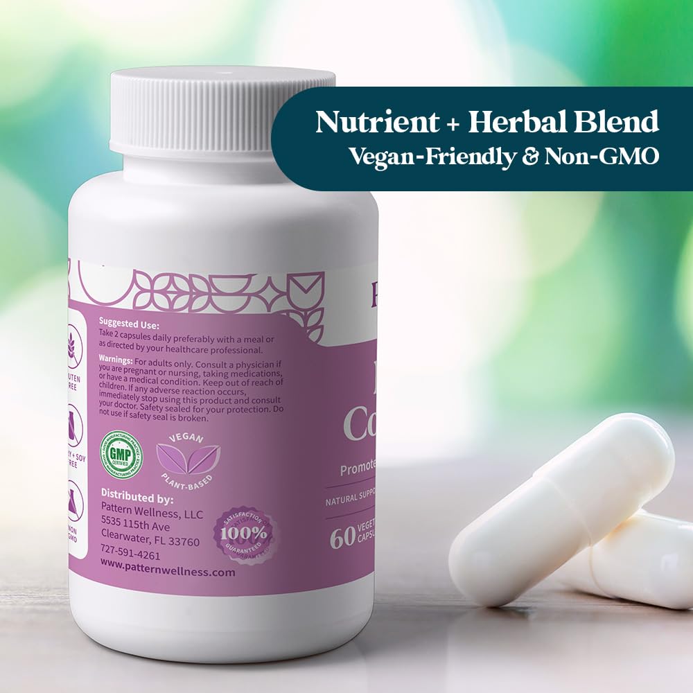 Pattern Wellness PMS Complex – Monthly Cycle Wellness Support – with Vitamin B6, Magnesium & Herbal Extracts – 60 Vegan Capsules - TrustMedUSA