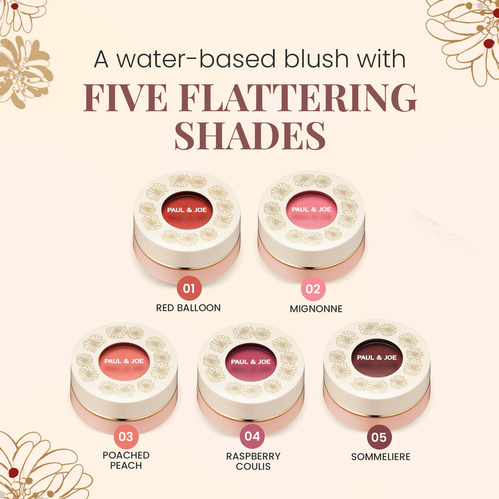 Paul & Joe Gel Blush, Bright and Buildable Blush Makeup, Water-Based Gel Makeup Blush with Hydrating Oils for Dewy, Radiant Finish, Garnet and Wine Red Cheek Tint, 05 Sommeliere, 0.71 oz - TrustMedUSA