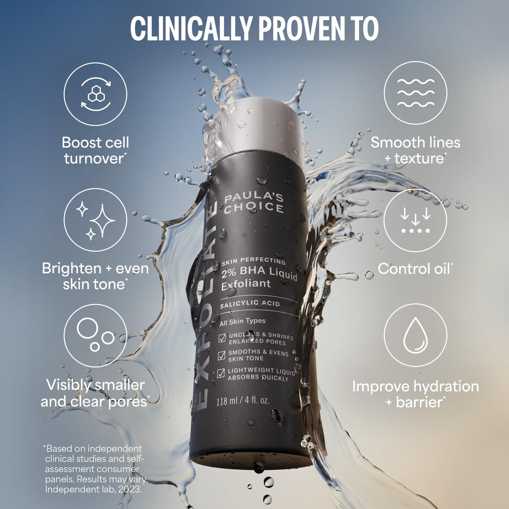 Paulas Choice - SKIN PERFECTING 2% BHA Liquid Salicylic Acid Exfoliant - Facial Exfoliant for Blackheads, Enlarged Pores, Wrinkles & Fine Lines, 4 oz Bottle - TrustMedUSA