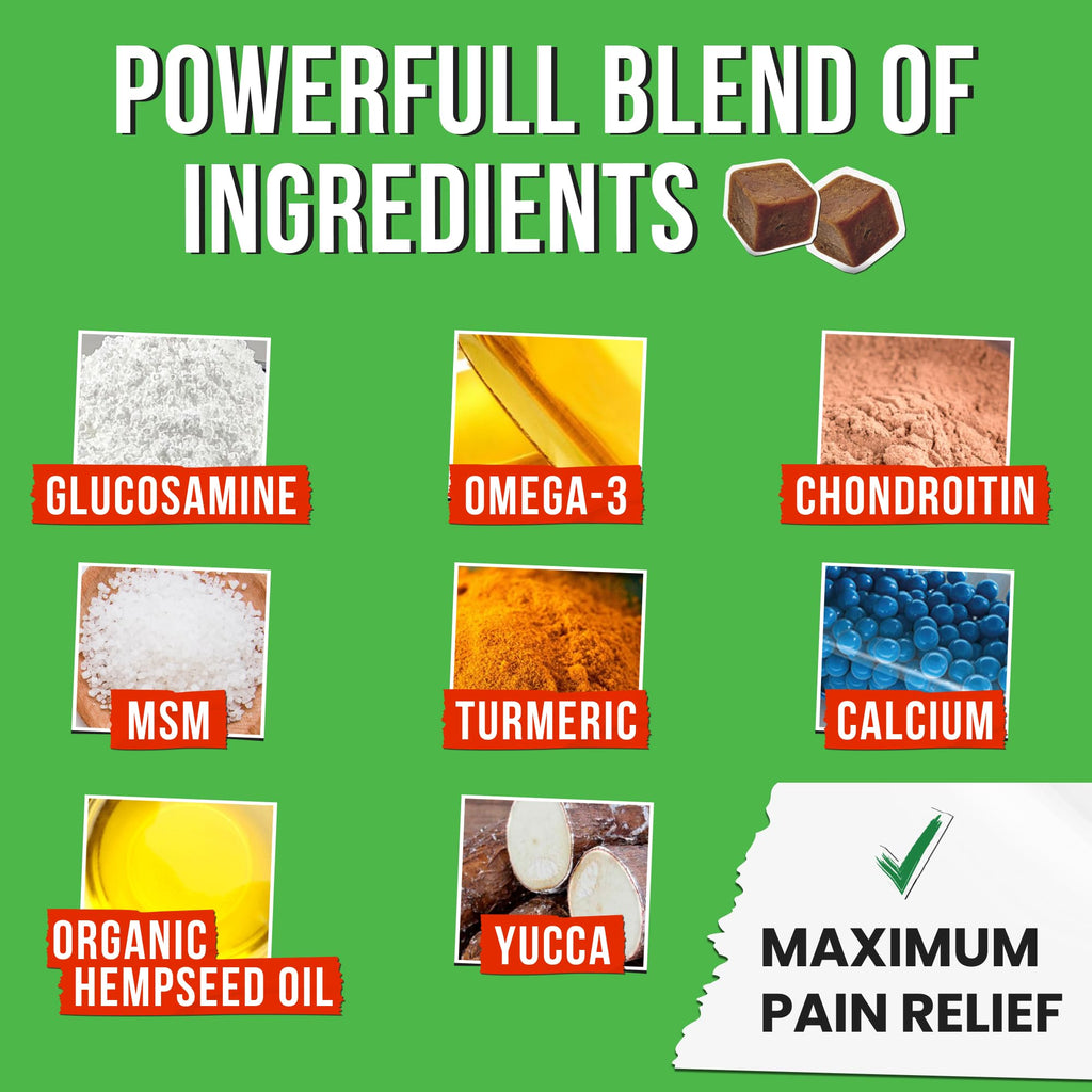 Pawsential Hemp Treats - Dog Joint Supplement - Mobility Support Chews w/Glucosamine Chondroitin, Turmeric, MSM - Hip & Joint Chews - Joint Pain Relief Treats - 120Ct - TrustMedUSA