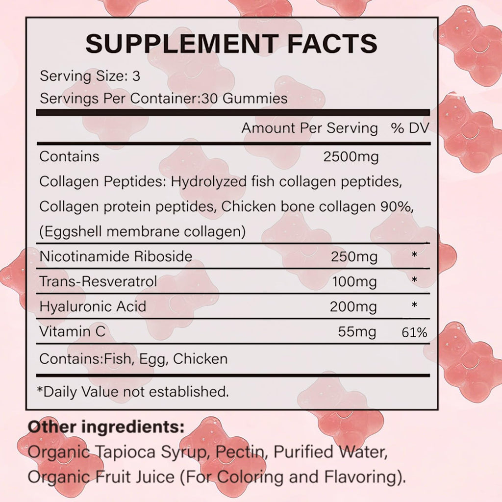 PBZPBZ Glow Collagen Gummies with Hyaluronic Acid & Resveratrol | Gentle Support for Skin, Hair & Nail Care | Non-GMO | 90 Count (1) - TrustMedUSA