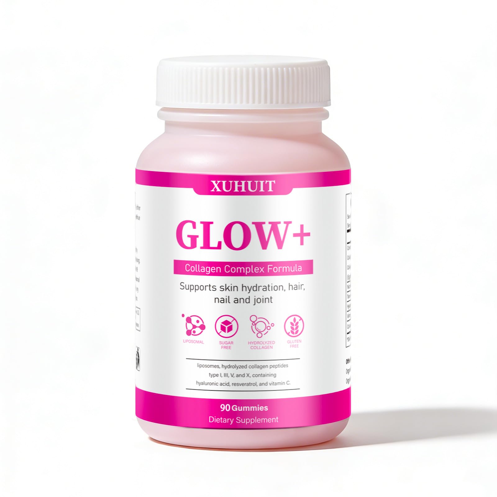 PBZPBZ Glow Collagen Gummies with Hyaluronic Acid & Resveratrol | Gentle Support for Skin, Hair & Nail Care | Non-GMO | 90 Count (1) - TrustMedUSA