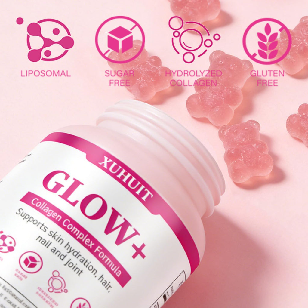 PBZPBZ Glow Collagen Gummies with Hyaluronic Acid & Resveratrol | Gentle Support for Skin, Hair & Nail Care | Non-GMO | 90 Count (1) - TrustMedUSA