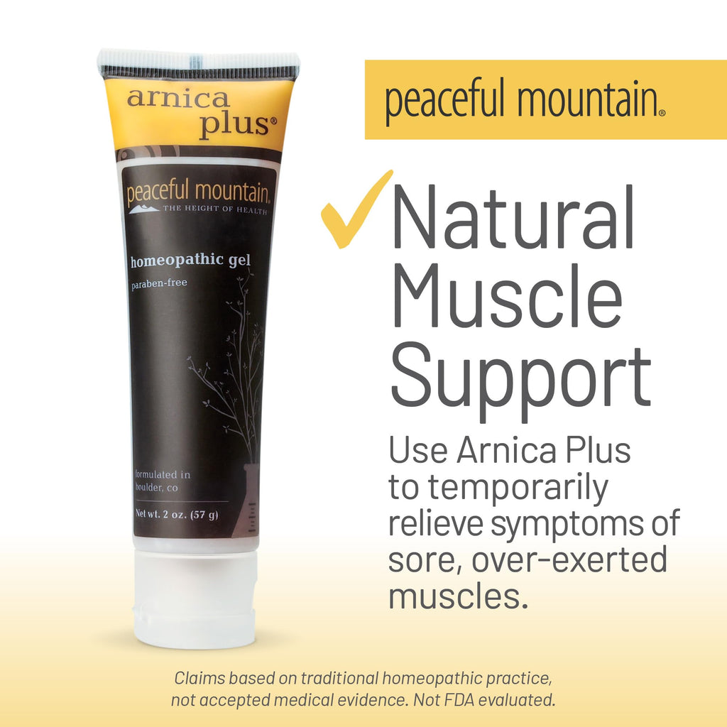 Peaceful Mountain Arnica Plus Homeopathic Gel - Natural Homeopthic Gel for Sore or cramping Muscles - 2oz - TrustMedUSA