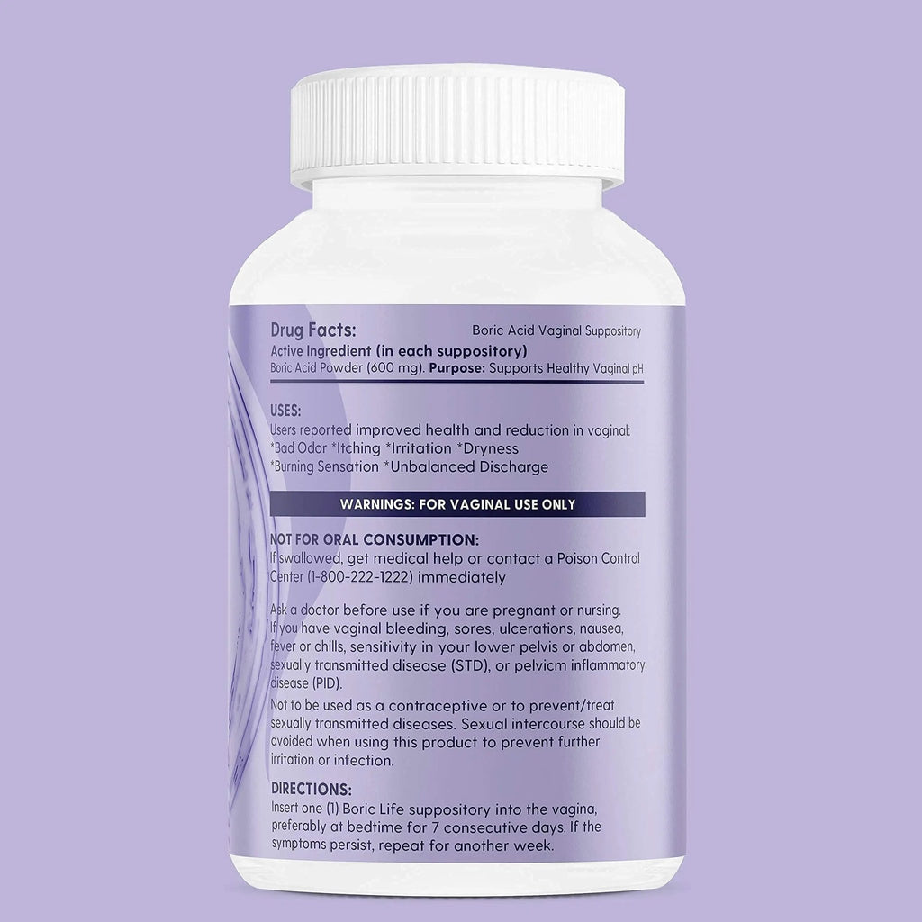 Peachlife Boric Acid Suppositories in Vegetable Capsules - USA Made - Vaginal pH - TrustMedUSA
