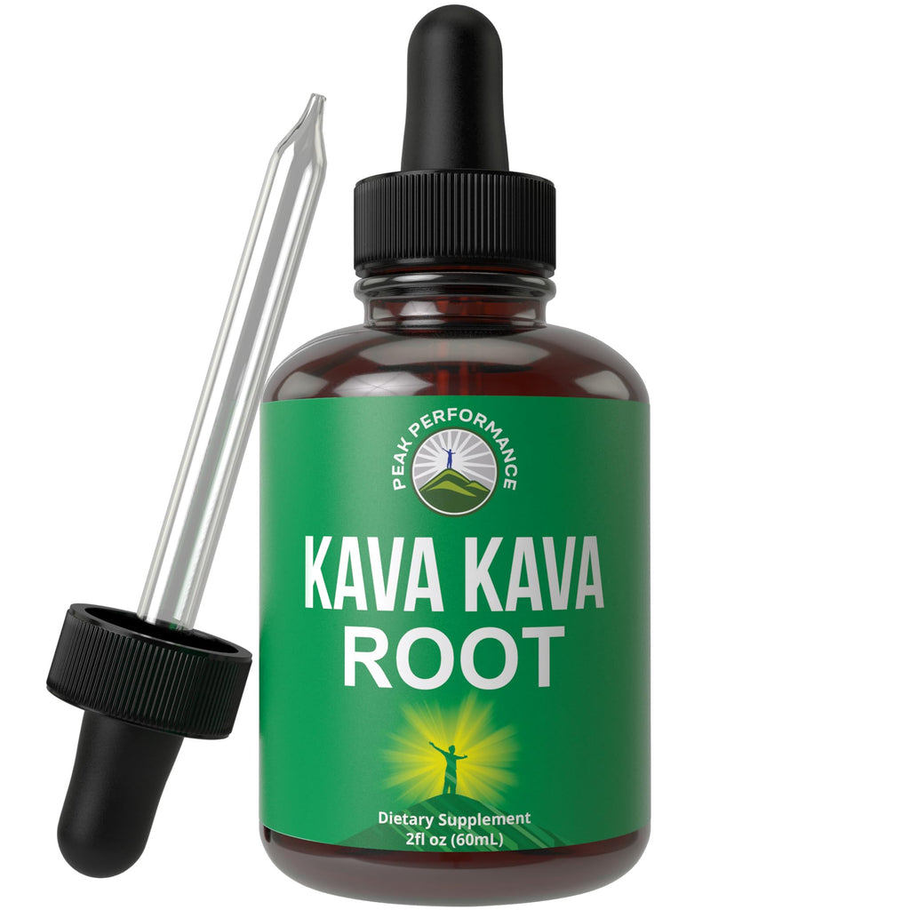 Peak Performance Kava Kava Root Extract Calming Liquid Drops More Concentrated - 1:3 Extraction Ratio. Vegan Supplement Aid for Relaxation, Natural Sleep. Sugar Free Gluten Free USA Tested Tincture - Maple Wellness Supplements