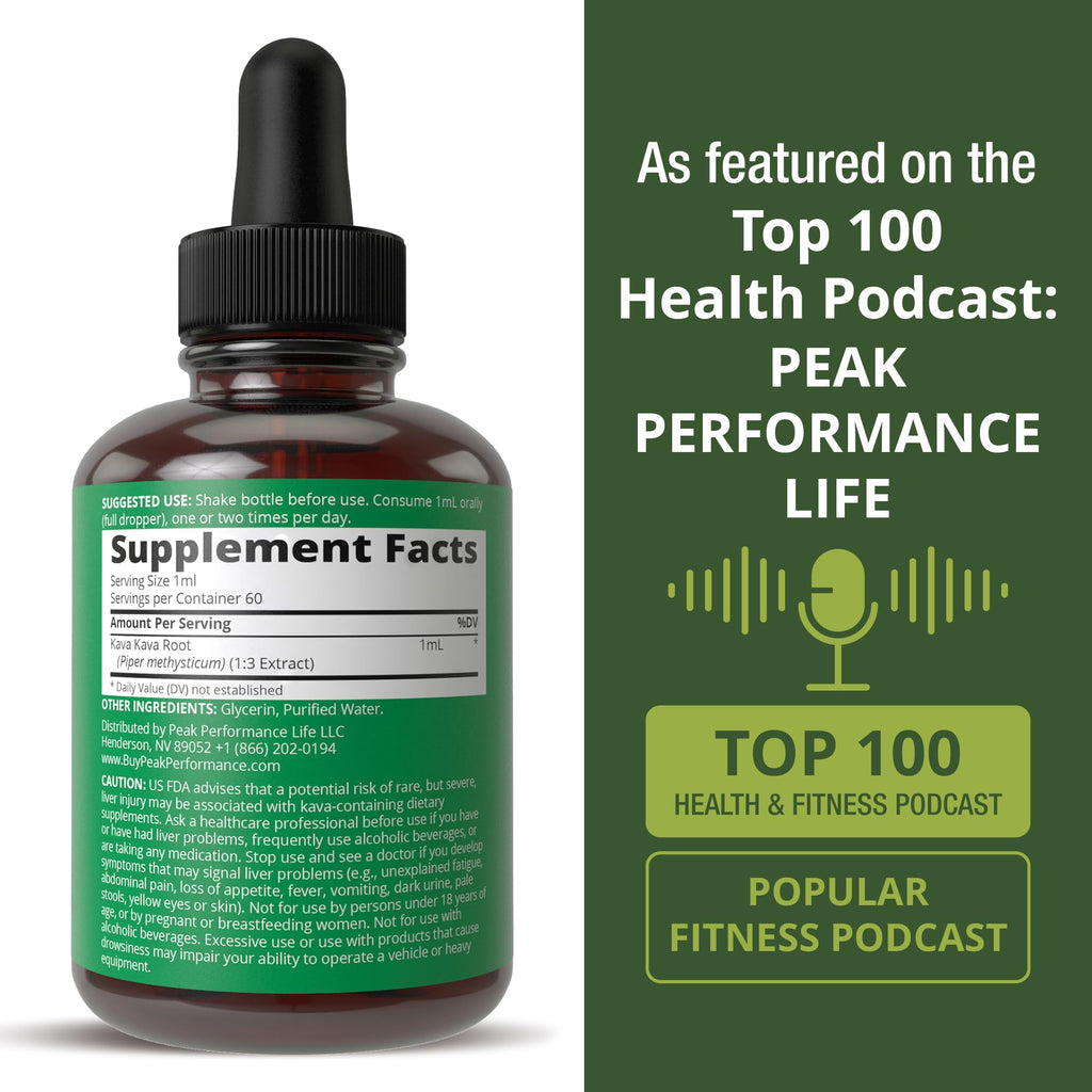 Peak Performance Kava Kava Root Extract Calming Liquid Drops More Concentrated - 1:3 Extraction Ratio. Vegan Supplement Aid for Relaxation, Natural Sleep. Sugar Free Gluten Free USA Tested Tincture - Maple Wellness Supplements