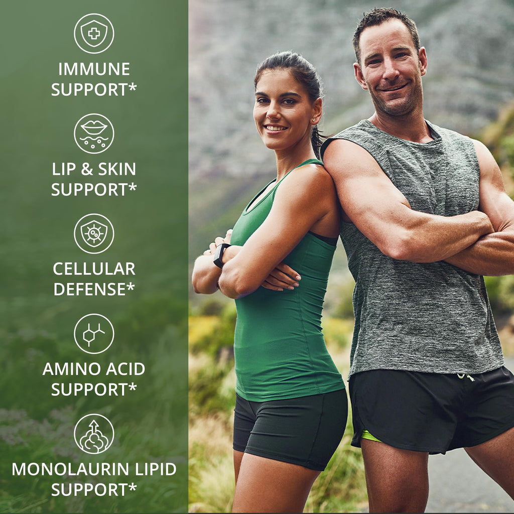 Peak Performance L Lysine 1000mg + Monolaurin 500mg Supplement for Immune Support - High Potency L-Lysine for Lips, Skin, & Health - 2-in-1 Bioavailable Supplements for Men and Women - 60 Capsules - TrustMedUSA