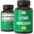 Peak Performance L Lysine 1000mg + Monolaurin 500mg Supplement for Immune Support - High Potency L-Lysine for Lips, Skin, & Health - 2-in-1 Bioavailable Supplements for Men and Women - 60 Capsules - TrustMedUSA