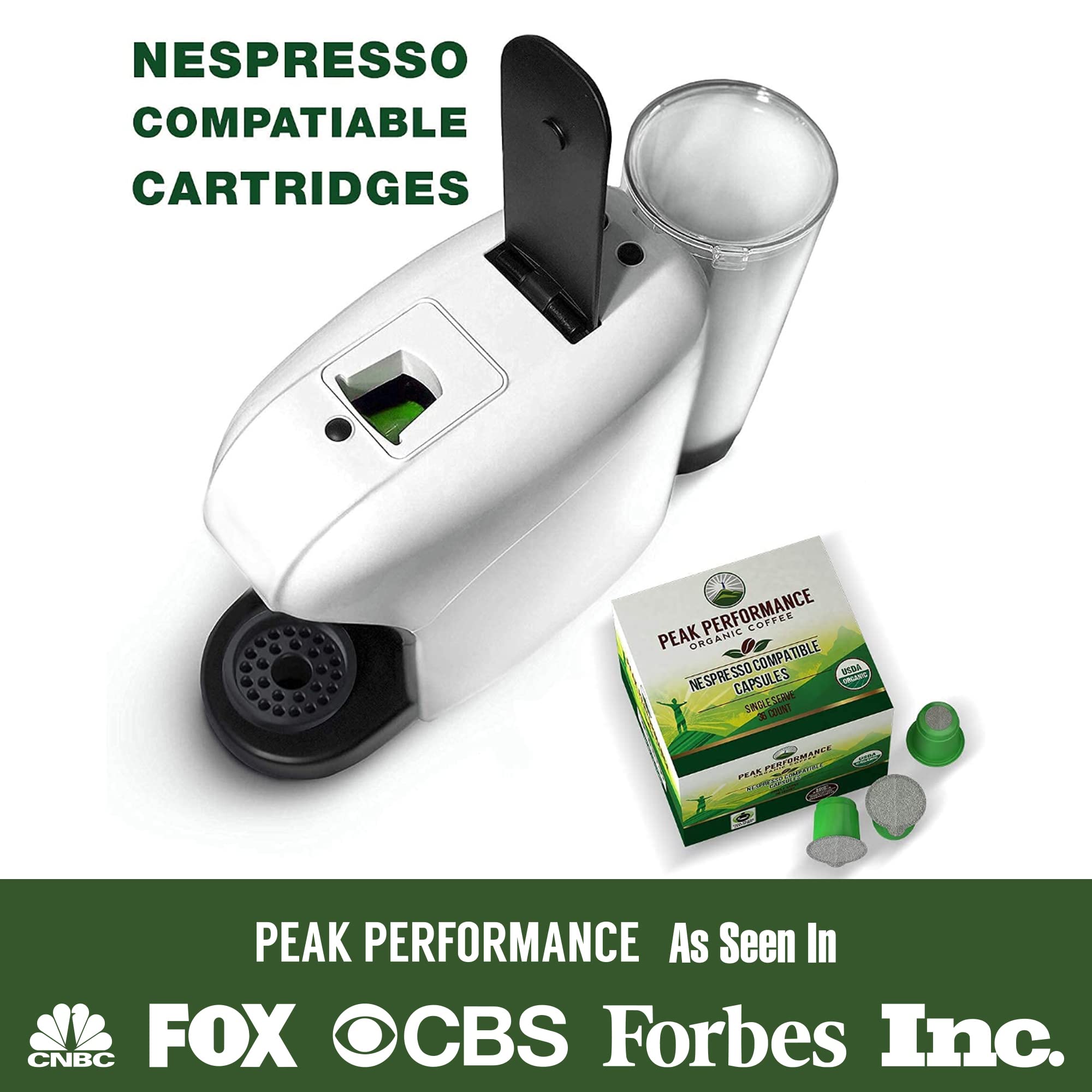 Peak Performance Organic Capsules for Nespresso Machines - Fair Trade, Low Acid, Organic Espresso Coffee Pods (36 Count) Compatible with All Nespresso Capsule Brewers - Medium Roast Single Serve Pod - TrustMedUSA