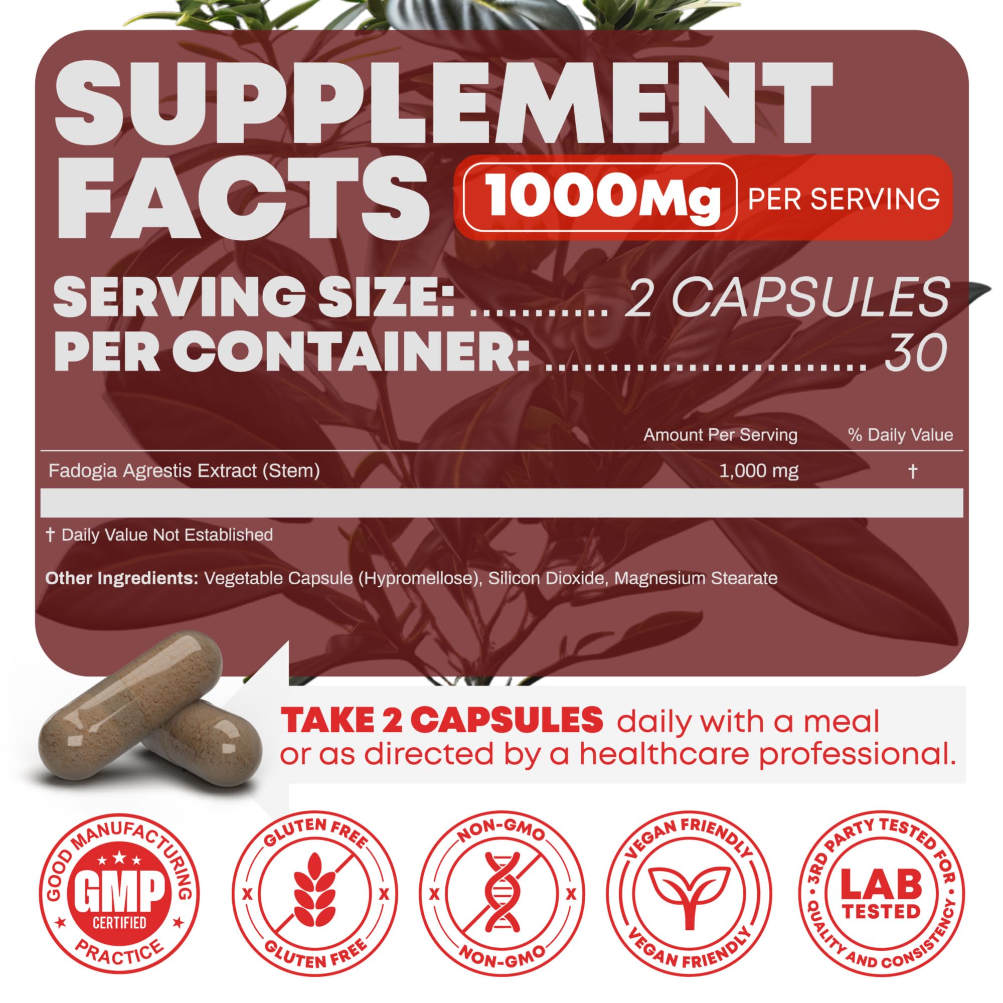 Peak Revival-X Fadogia Agrestis 1000mg Per Serving Supplement - Potent Extract to Increase Energy, Athletic Performance & Muscle Mass - Supplements, Made in The USA (60 Capsules) - TrustMedUSA