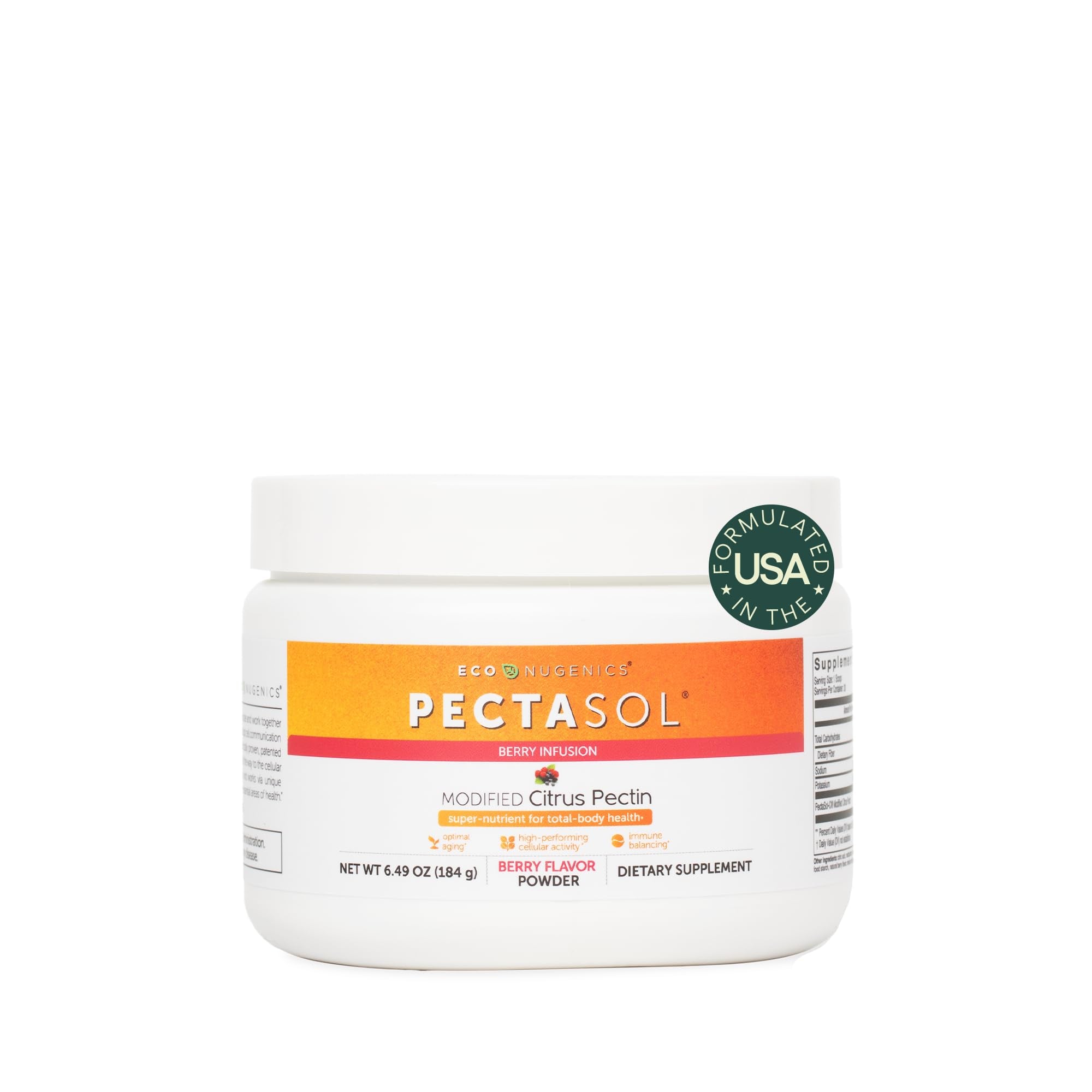 PectaSol Modified Citrus Pectin – 184g Berry Powder – Total-Body Health Supplement to Support the Heart, Immune System, Inflammation Response & Healthy Aging + Maintain Healthy Galectin-3 Levels - TrustMedUSA