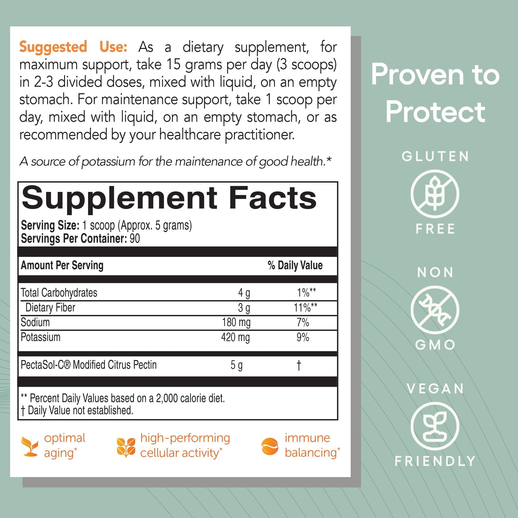 PectaSol Modified Citrus Pectin – 454g Powder – Total-Body Health Supplement to Support the Heart, Immune System, Inflammation Response & Healthy Aging + Maintain Healthy Galectin-3 Levels - TrustMedUSA