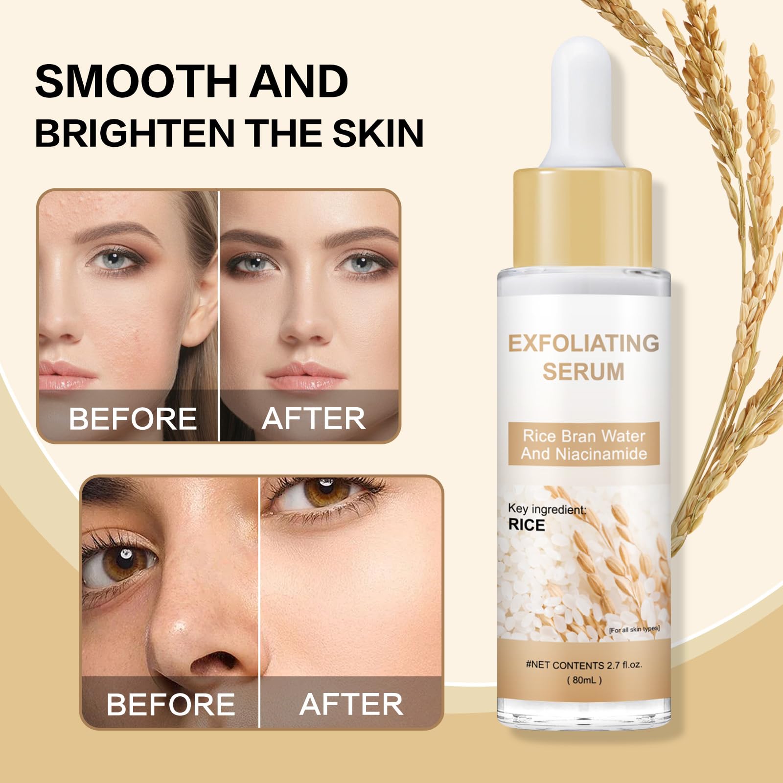 Peel Shot Glow Rice Ampoule Duo – Peel Shot Serums with White Rice Extract, BHA, Niacinamide & Hyaluronic Acid – Exfoliating, Moisturizing, Blackhead Remover & Pore Refining (White) - Maple Wellness Supplements