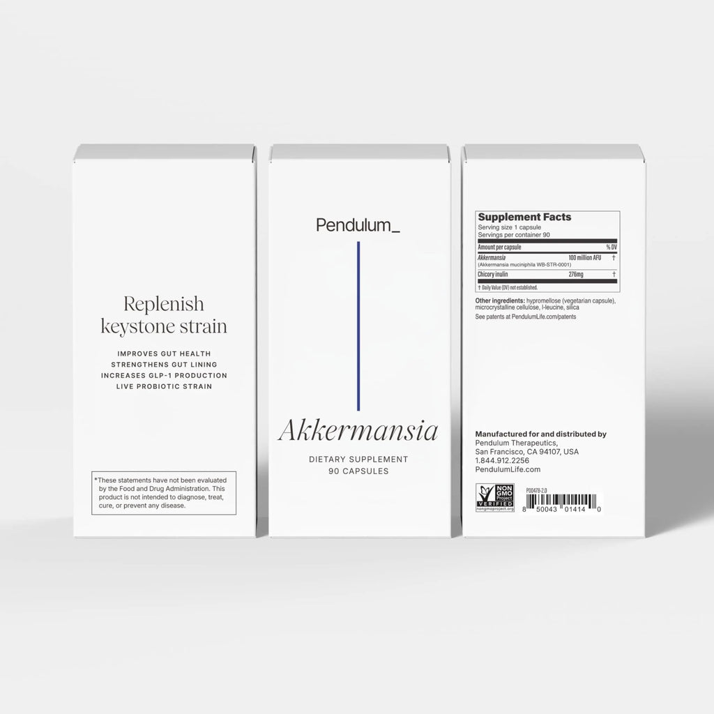 Pendulum Akkermansia Probiotic with Prebiotic Fiber - Delayed Release Capsules, Third-Party Tested, Authentic 100M AFU Live Strain for Gut Health - TrustMedUSA