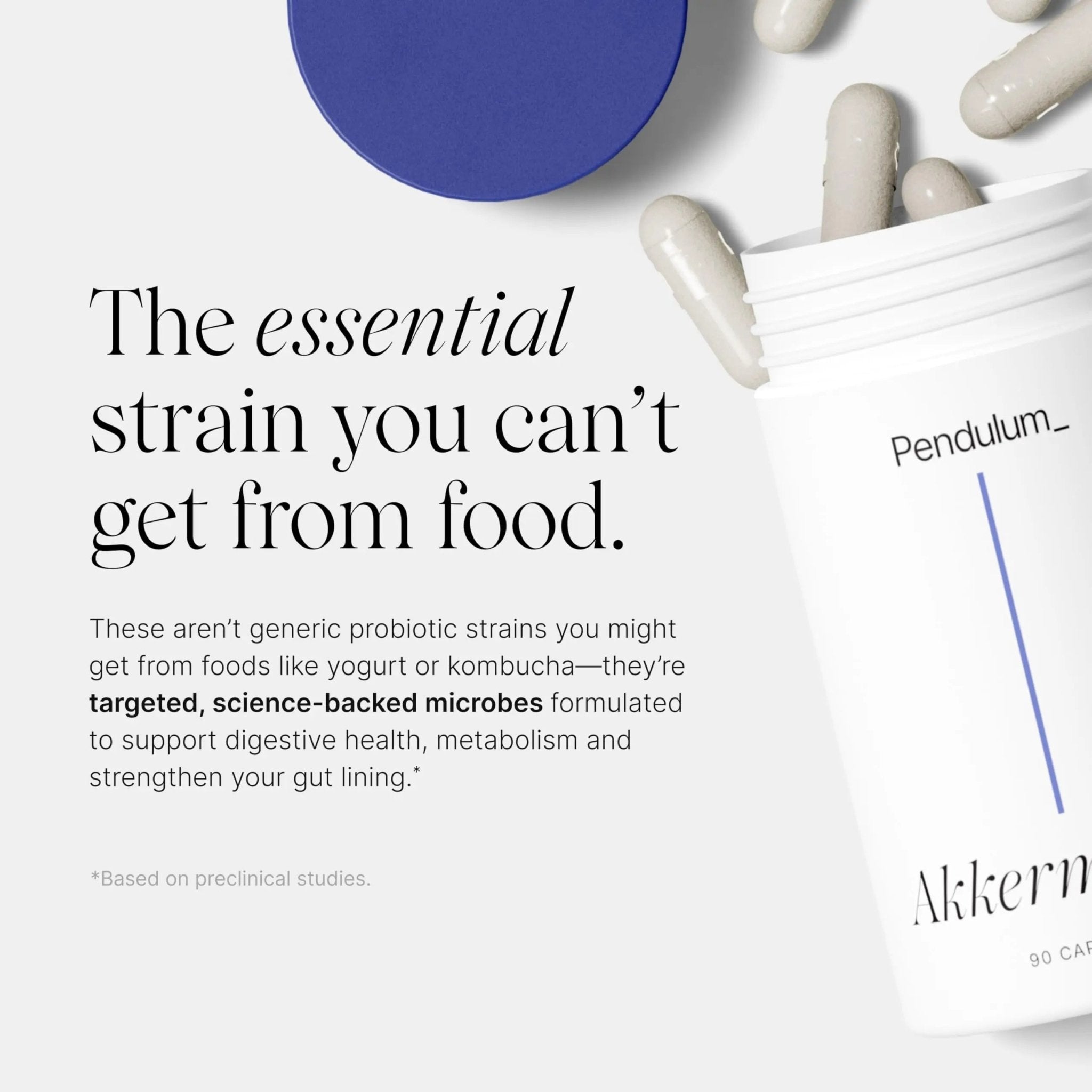 Pendulum Akkermansia Probiotic with Prebiotic Fiber - Delayed Release Capsules, Third-Party Tested, Authentic 100M AFU Live Strain for Gut Health - TrustMedUSA