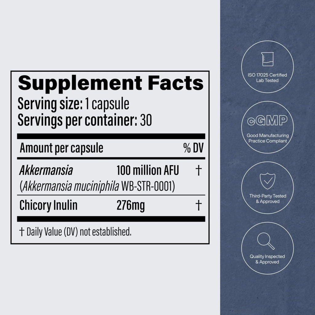 Pendulum Akkermansia Probiotic with Prebiotic Fiber - Delayed Release Capsules, Third-Party Tested, Authentic 100M AFU Live Strain for Gut Health - TrustMedUSA