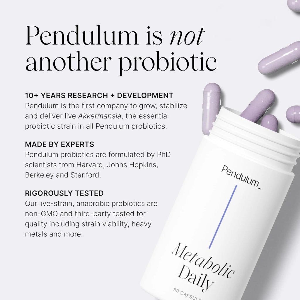 Pendulum Metabolic Daily - Multi-Strain Probiotic with Akkermansia muciniphila to Support Metabolism and Sustain Energy Levels - for Women and Men - 90 Capsules (1 Pack) - TrustMedUSA