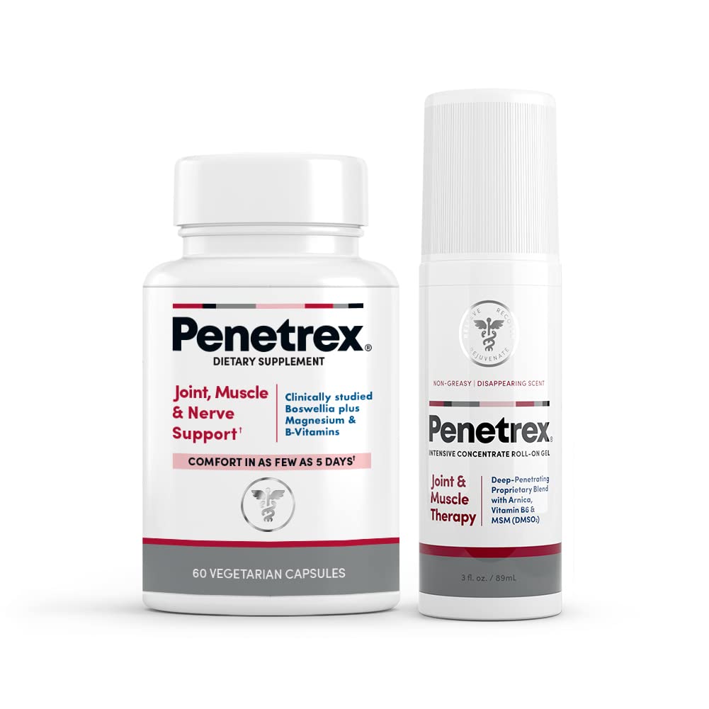 Penetrex Joint, Muscle and Nerve Support Supplement with 3 oz Joint & Muscle Therapy Roll-On Gel - TrustMedUSA